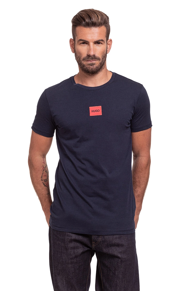 Hugo Mens Short Sleeve T-shirt in Blue/Navy Cotton - Size X-Large